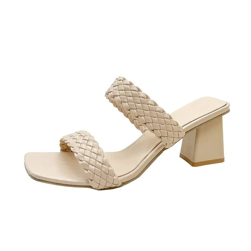 Sexy Square Toe Slide Sandal Shoes