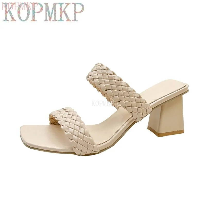 Sexy Square Toe Slide Sandal Shoes