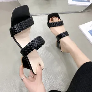 Sexy Square Toe Slide Sandal Shoes