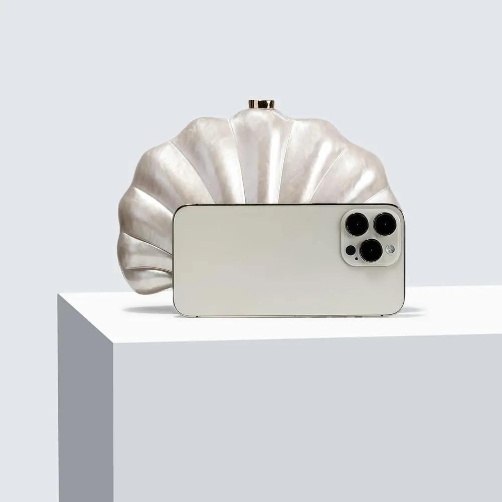 Shell Shaped Acrylic Clutch Purse for Women Evening Handbag Designer Glitter Ladies Clutches for Wedding Party