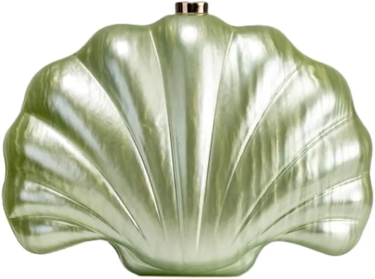 Shell Shaped Acrylic Clutch Purse for Women Evening Handbag Designer Glitter Ladies Clutches for Wedding Party