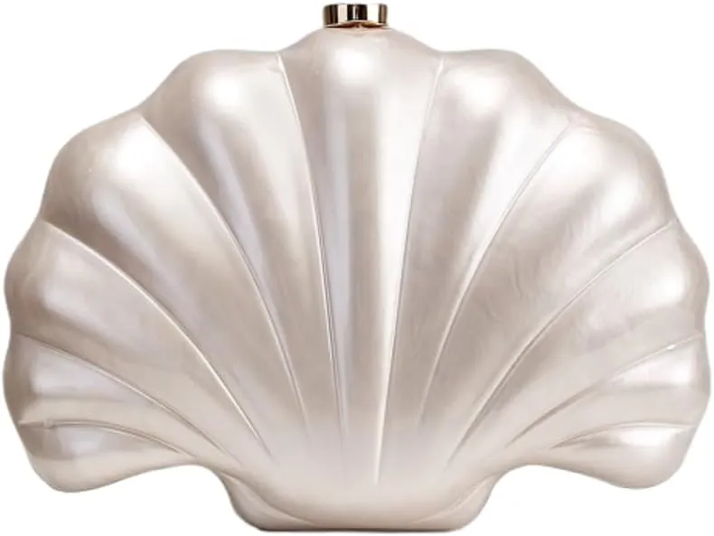 Shell Shaped Acrylic Clutch Purse for Women Evening Handbag Designer Glitter Ladies Clutches for Wedding Party