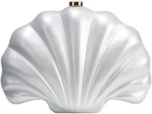 Shell Shaped Acrylic Clutch Purse for Women Evening Handbag Designer Glitter Ladies Clutches for Wedding Party