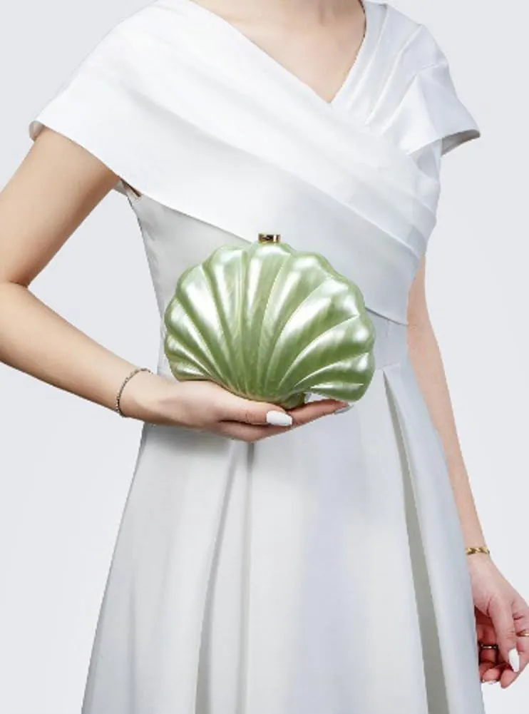 Shell Shaped Acrylic Clutch Purse for Women Evening Handbag Designer Glitter Ladies Clutches for Wedding Party