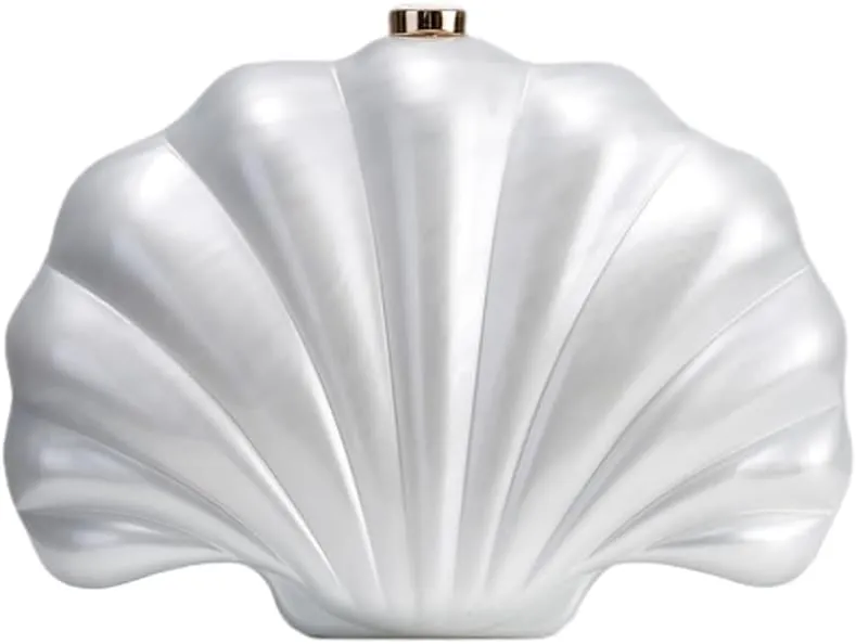 Shell Shaped Acrylic Clutch Purse for Women Evening Handbag Designer Glitter Ladies Clutches for Wedding Party