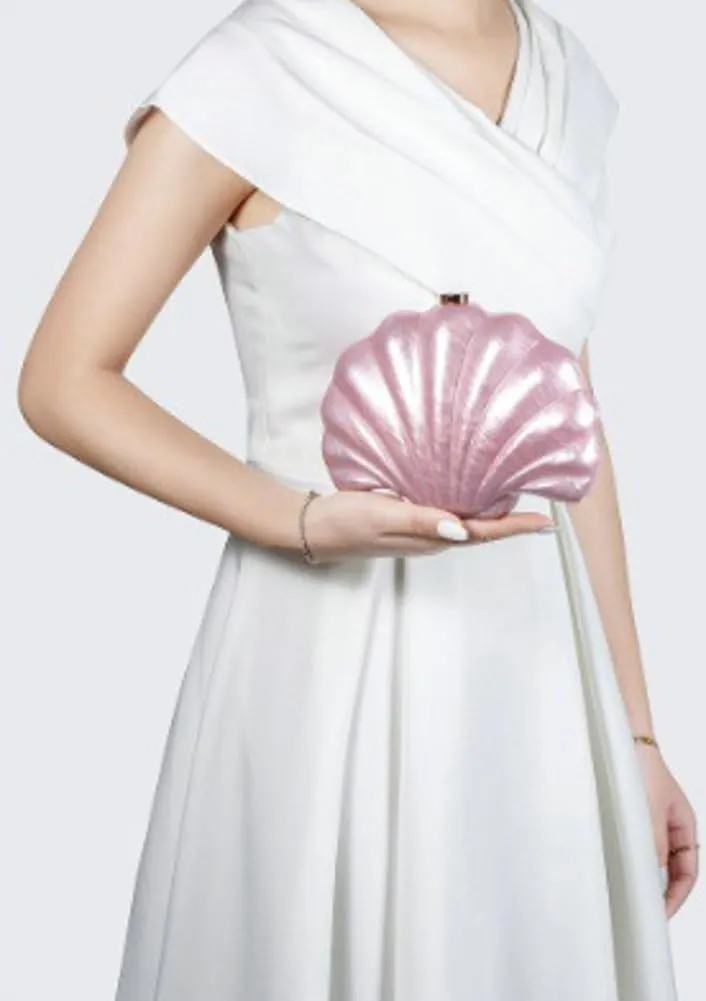 Shell Shaped Acrylic Clutch Purse for Women Evening Handbag Designer Glitter Ladies Clutches for Wedding Party