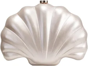 Shell Shaped Acrylic Clutch Purse for Women Evening Handbag Designer Glitter Ladies Clutches for Wedding Party