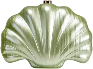 Shell Shaped Acrylic Clutch Purse for Women Evening Handbag Designer Glitter Ladies Clutches for Wedding Party