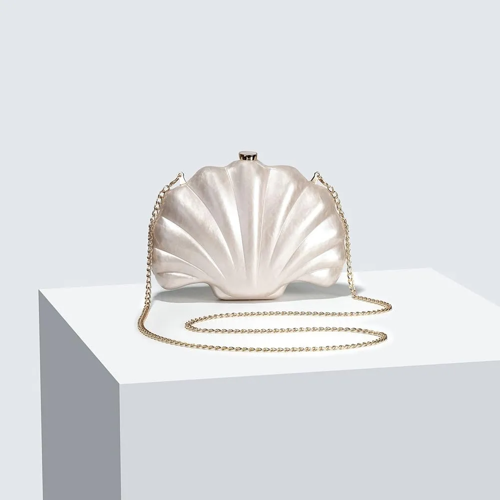 Shell Shaped Acrylic Clutch Purse for Women Evening Handbag Designer Glitter Ladies Clutches for Wedding Party