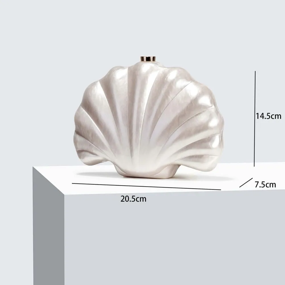 Shell Shaped Acrylic Clutch Purse for Women Evening Handbag Designer Glitter Ladies Clutches for Wedding Party