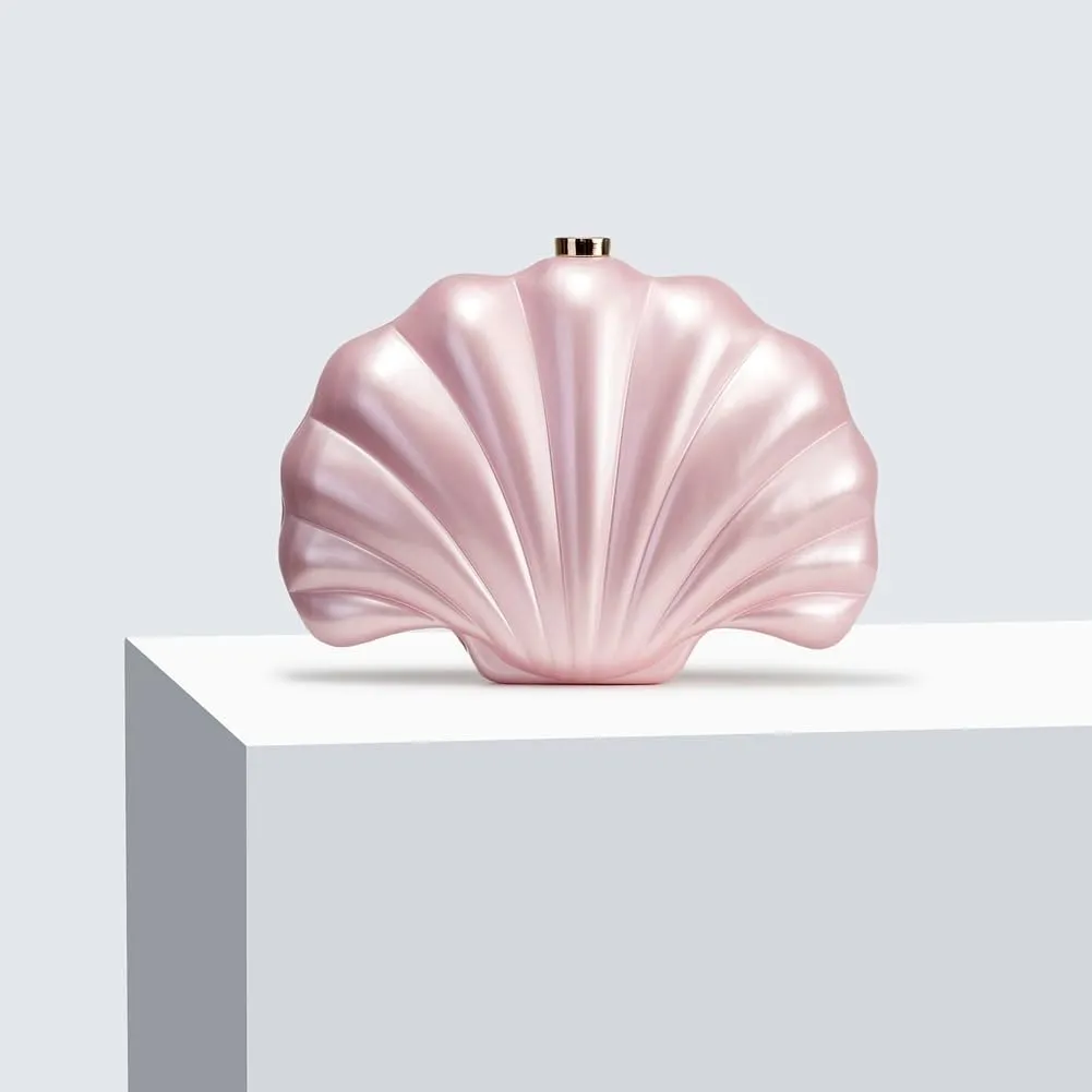 Shell Shaped Acrylic Clutch Purse for Women Evening Handbag Designer Glitter Ladies Clutches for Wedding Party