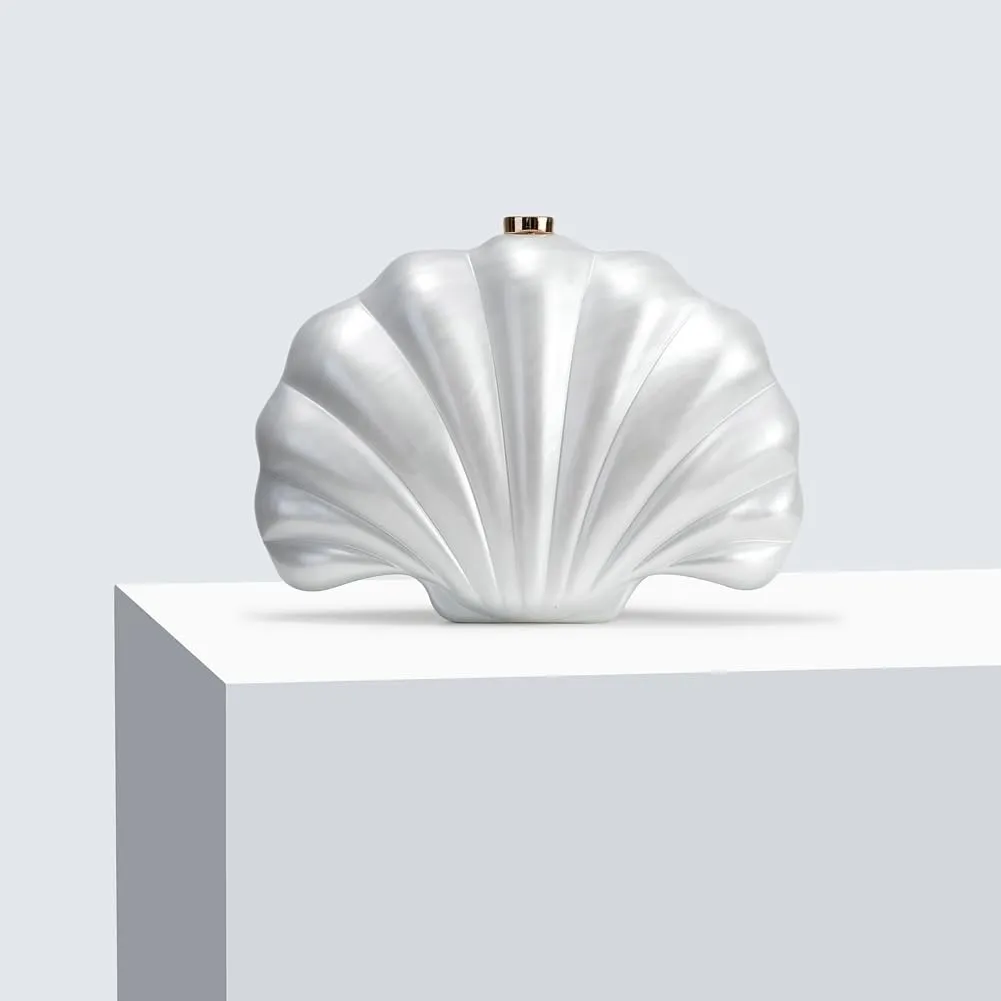 Shell Shaped Acrylic Clutch Purse for Women Evening Handbag Designer Glitter Ladies Clutches for Wedding Party