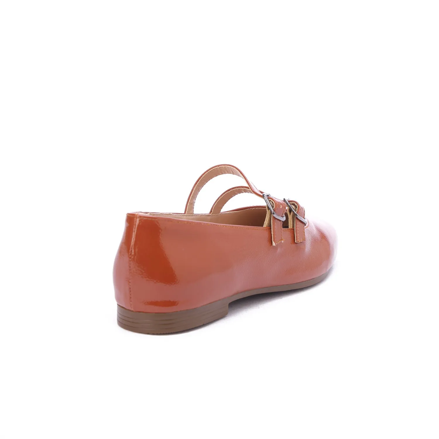 Shiny Double Strap Shoes-Camel