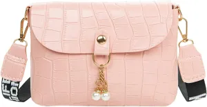 Shopper Handbag Travel Purse Fashion Women Artificial Leather Solid Color Pearl Decoration Hasp Phone Bag