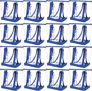 Silkfly 16 Pieces Clear Tote Bags Bulk, PVC Shoulder Handbag, Security Approved See Through Bag with Zipper Closure for Work