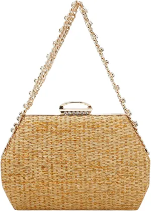 Simcat Straw Clutch Purses for Women Beach Boho Woven Handbags Crossbody Shoulder Bag Evening Bag