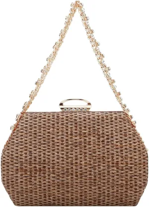 Simcat Straw Clutch Purses for Women Beach Boho Woven Handbags Crossbody Shoulder Bag Evening Bag