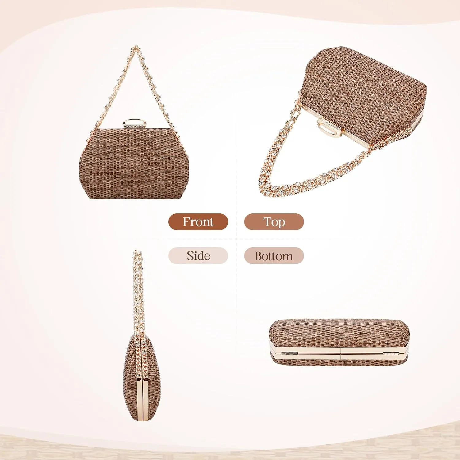 Simcat Straw Clutch Purses for Women Beach Boho Woven Handbags Crossbody Shoulder Bag Evening Bag