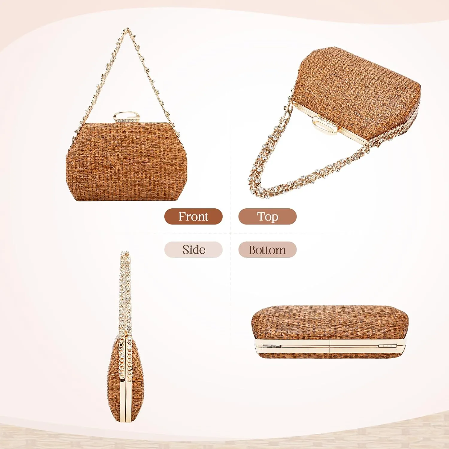 Simcat Straw Clutch Purses for Women Beach Boho Woven Handbags Crossbody Shoulder Bag Evening Bag