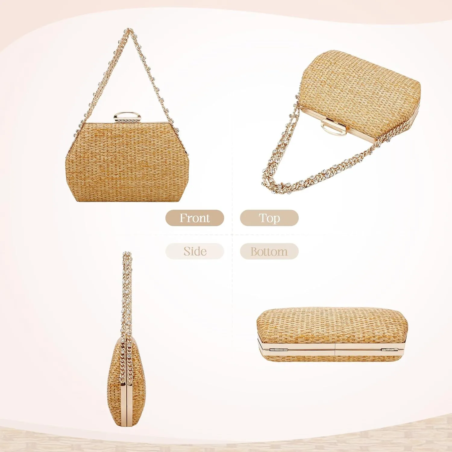 Simcat Straw Clutch Purses for Women Beach Boho Woven Handbags Crossbody Shoulder Bag Evening Bag