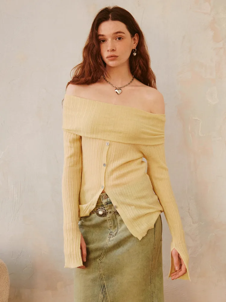 Slim off shoulder sweater【s0000006412】