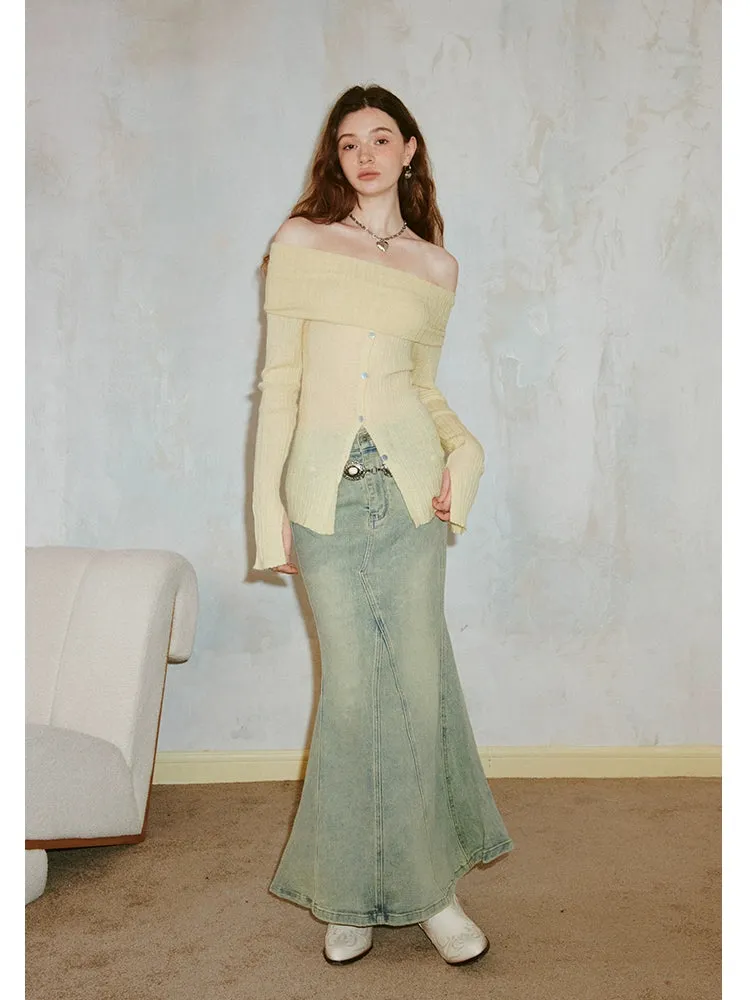 Slim off shoulder sweater【s0000006412】