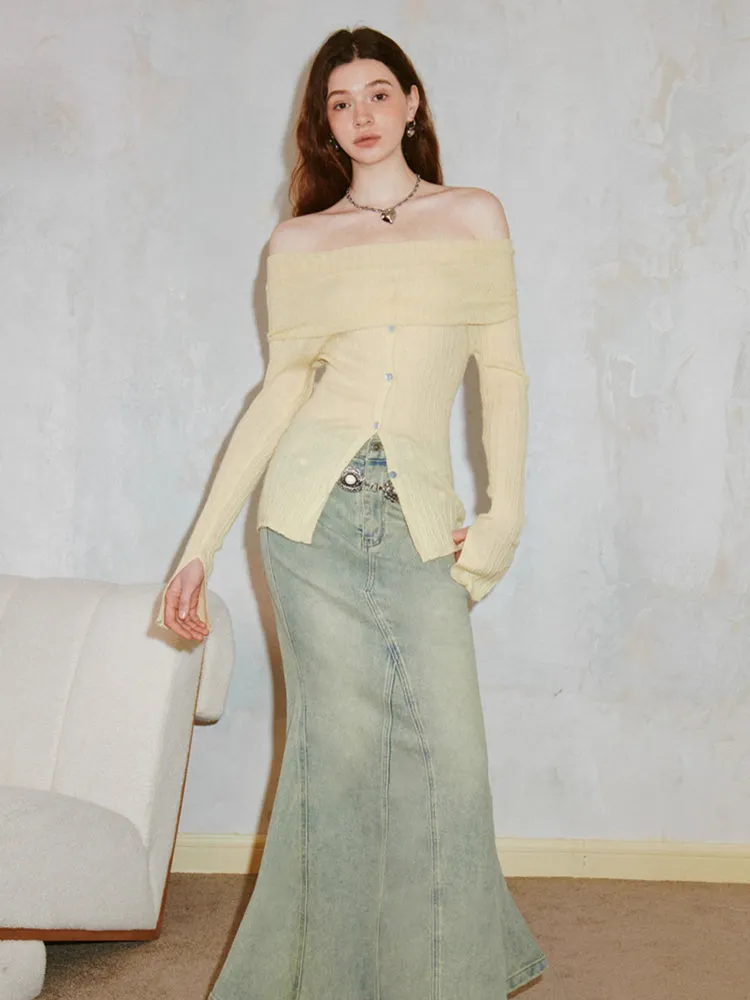 Slim off shoulder sweater【s0000006412】