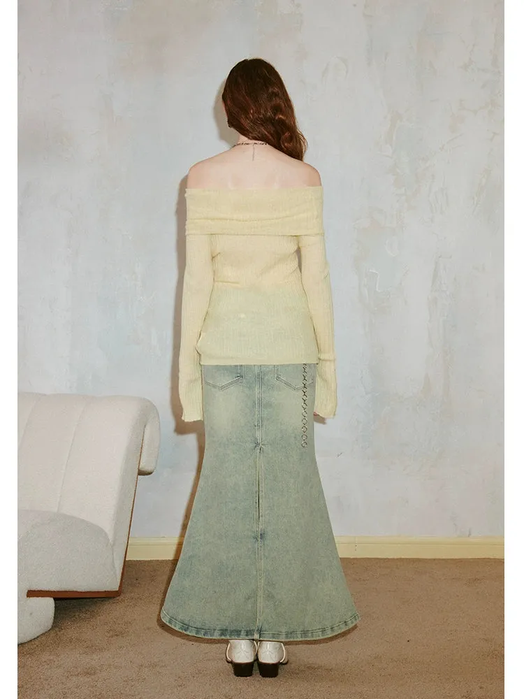 Slim off shoulder sweater【s0000006412】
