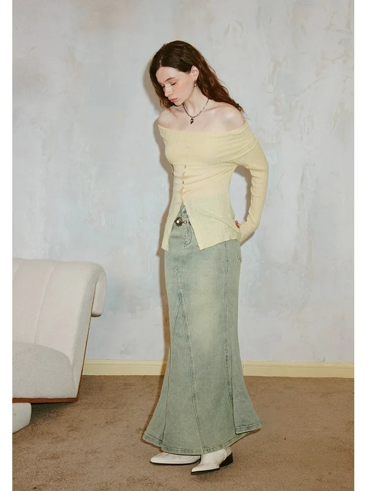 Slim off shoulder sweater【s0000006412】