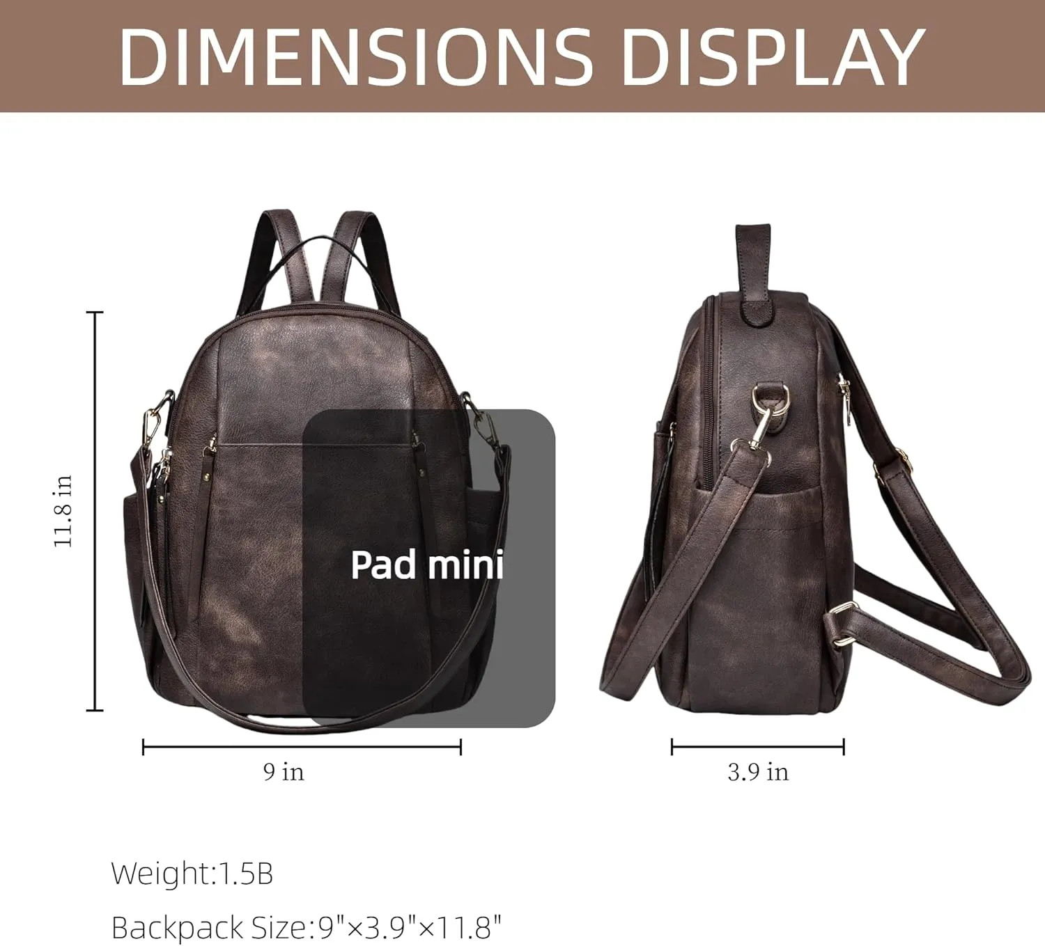Small Backpack for Women Designer Leather Mini Backpack Purse Ladies Fashion Roomy Shoulder Handbag (Coffe)