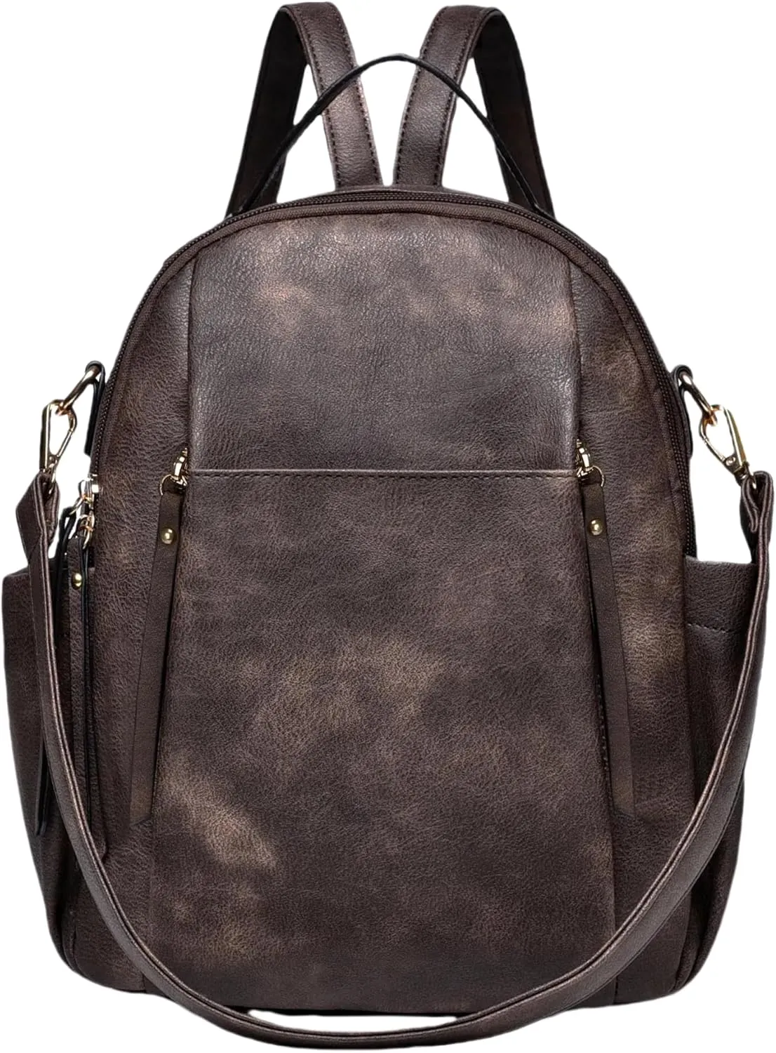 Small Backpack for Women Designer Leather Mini Backpack Purse Ladies Fashion Roomy Shoulder Handbag (Coffe)