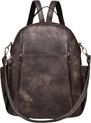 Small Backpack for Women Designer Leather Mini Backpack Purse Ladies Fashion Roomy Shoulder Handbag (Coffe)