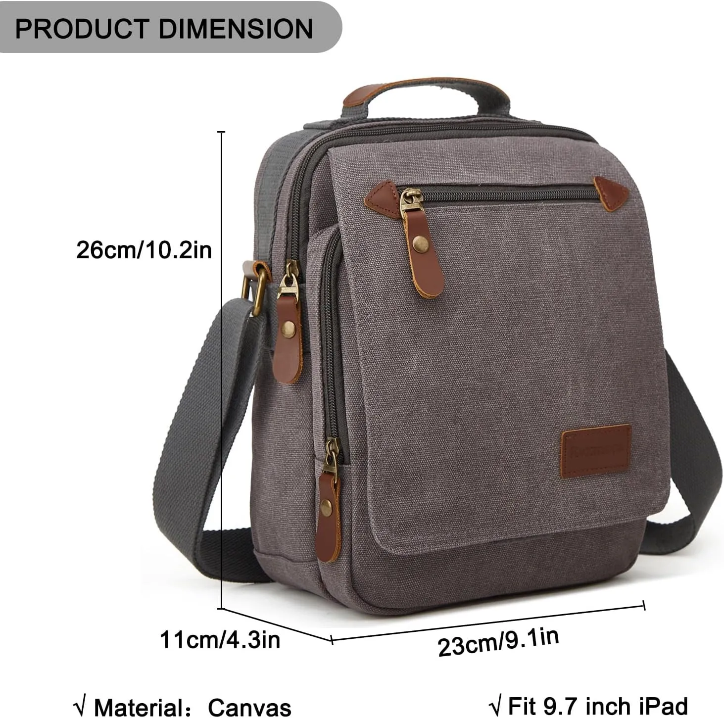 Small Mens Bag Canvas Messenger Bag Causal Shoulder Bag Travel Bag Man Purse Crossbody Bags for Work Business