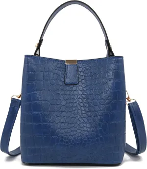 Small Square Crocodile Pattern Purses with Crossbody Strap Bucket Bags for Women with Top Handle