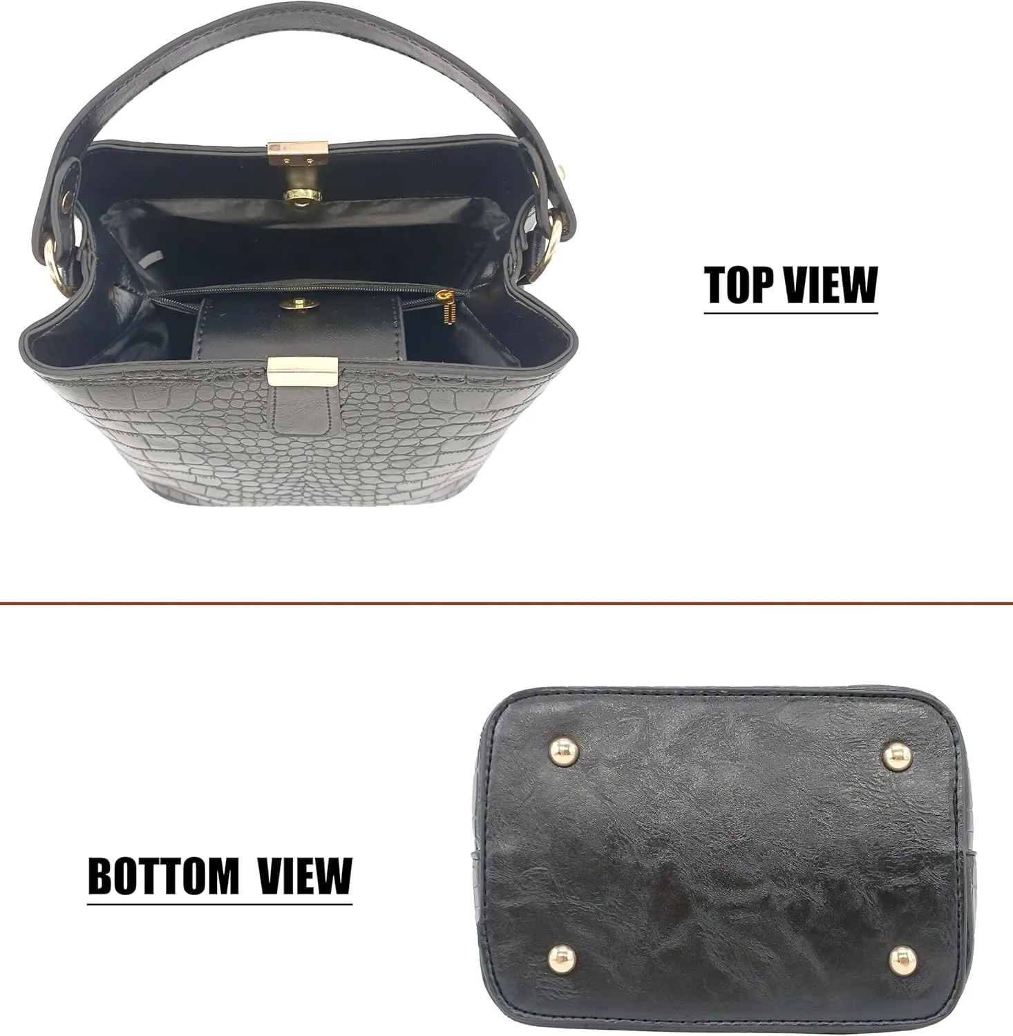 Small Square Crocodile Pattern Purses with Crossbody Strap Bucket Bags for Women with Top Handle