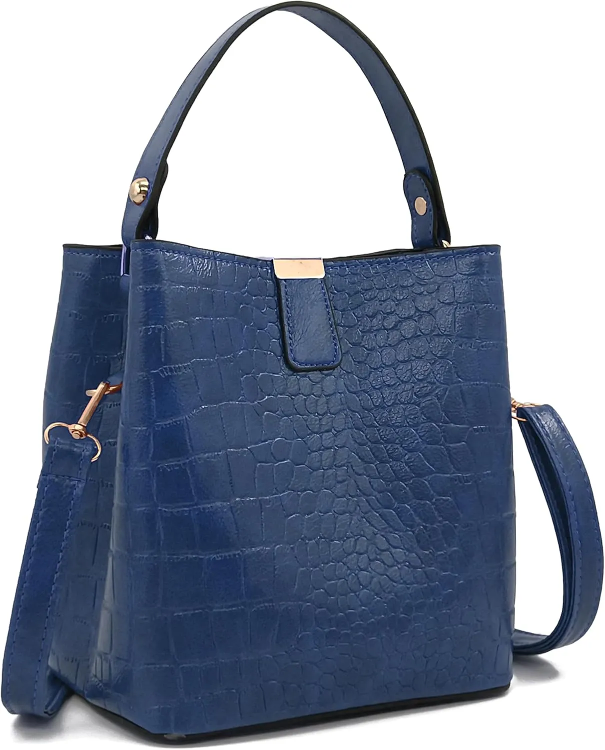Small Square Crocodile Pattern Purses with Crossbody Strap Bucket Bags for Women with Top Handle