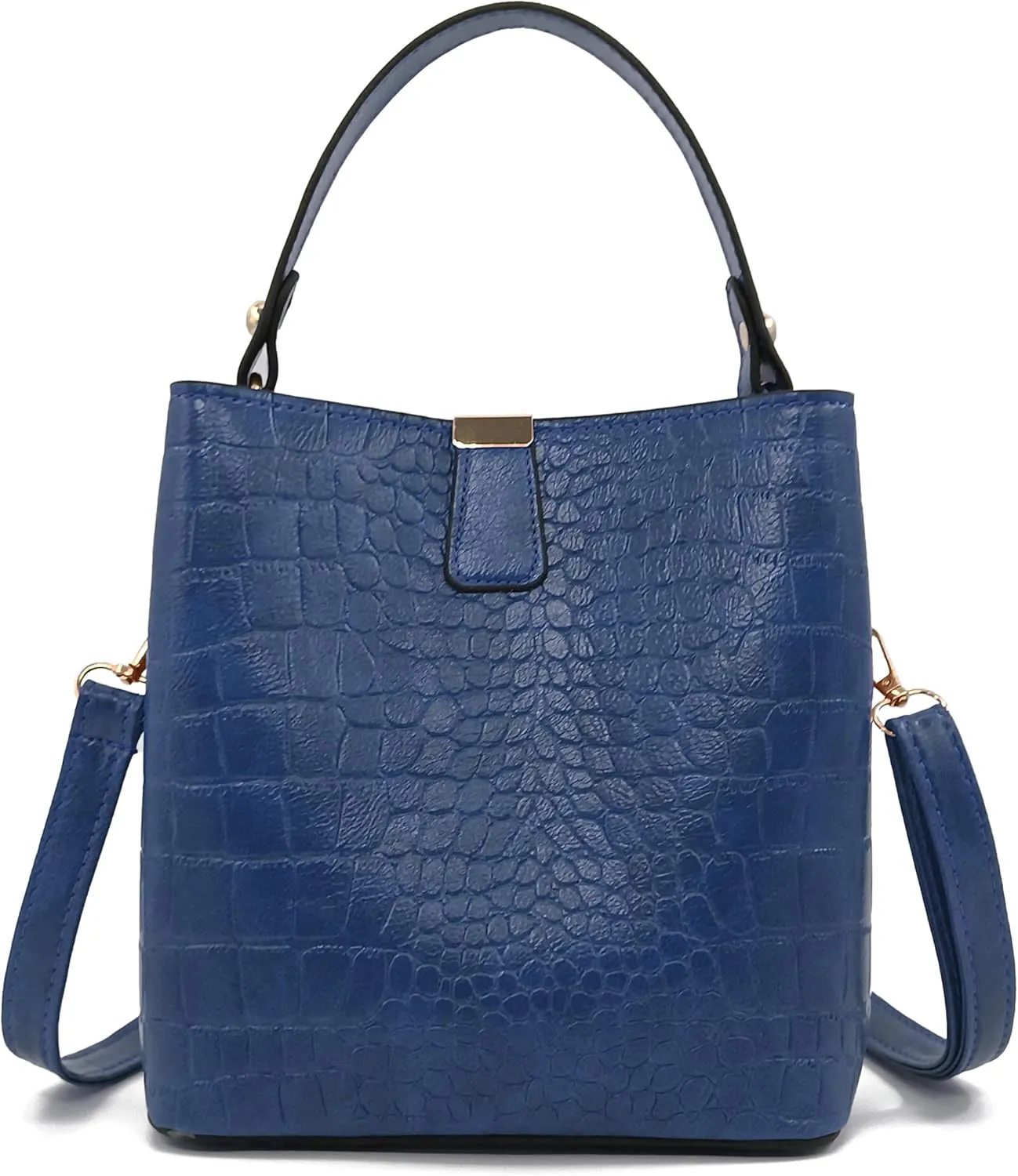 Small Square Crocodile Pattern Purses with Crossbody Strap Bucket Bags for Women with Top Handle
