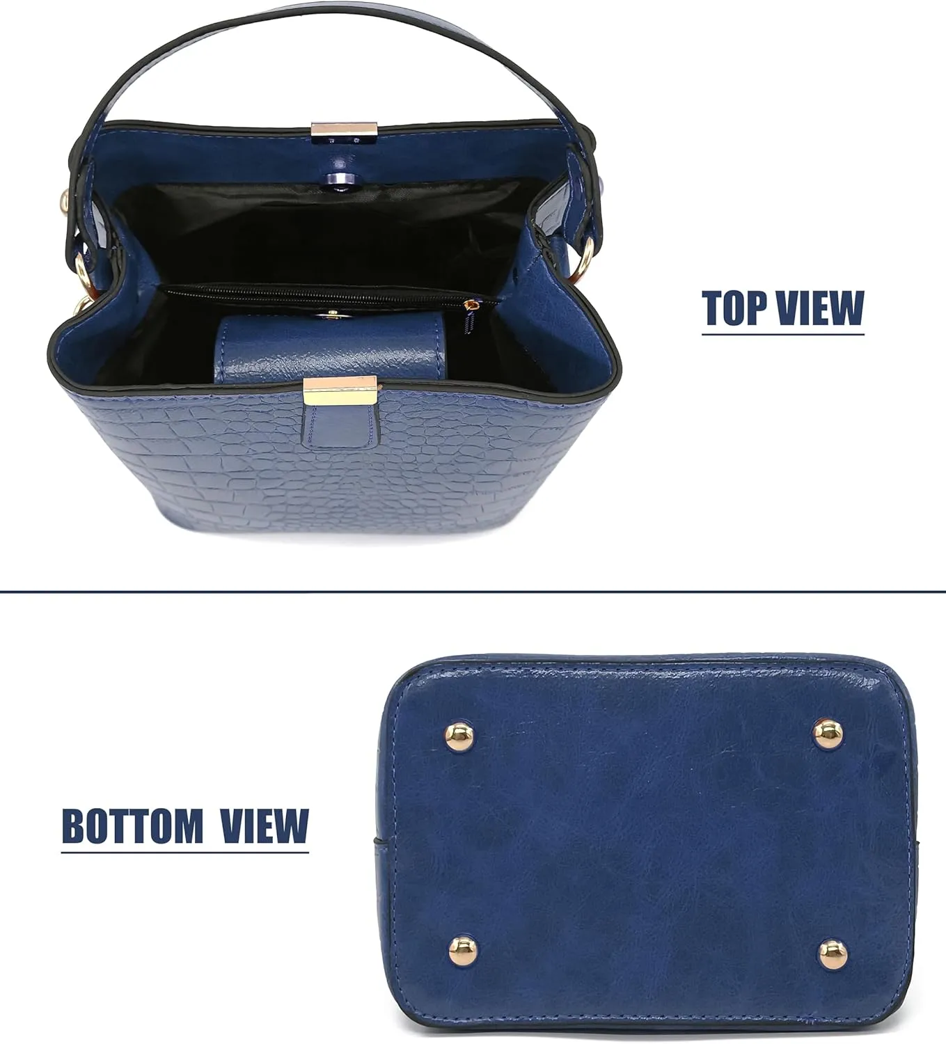 Small Square Crocodile Pattern Purses with Crossbody Strap Bucket Bags for Women with Top Handle