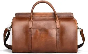 Soft Cowskin Duffle Bags Leather Hand Luggage Travel Shoulder Bags Weekender Bag Leather Travel Bag
