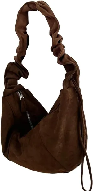Soft Shoulder Bags for Women Large Dumpling Crossbody Tote Purse Retro Handbag Pleated Satchel with Drawstring