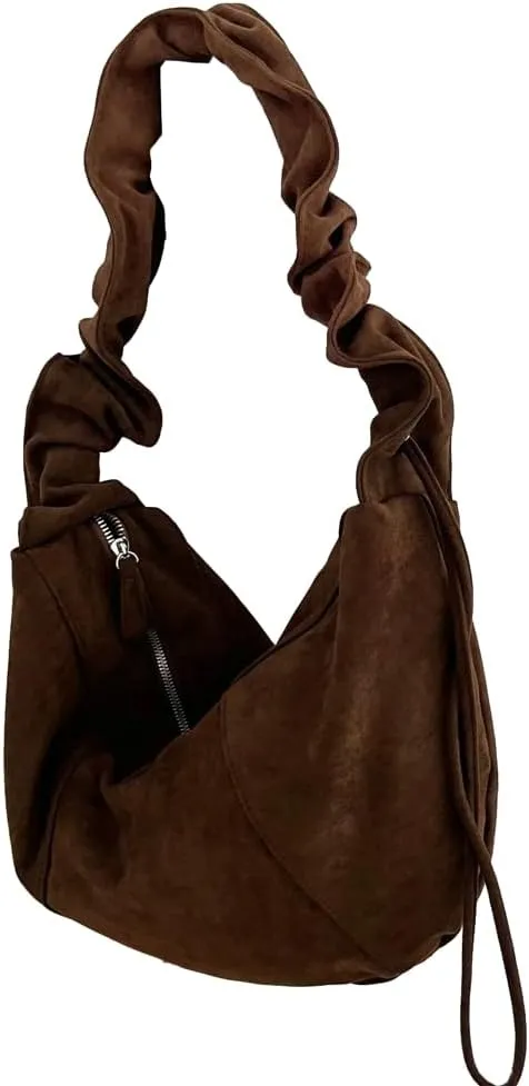 Soft Shoulder Bags for Women Large Dumpling Crossbody Tote Purse Retro Handbag Pleated Satchel with Drawstring