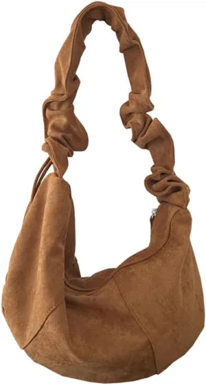 Soft Shoulder Bags for Women Large Dumpling Crossbody Tote Purse Retro Handbag Pleated Satchel with Drawstring