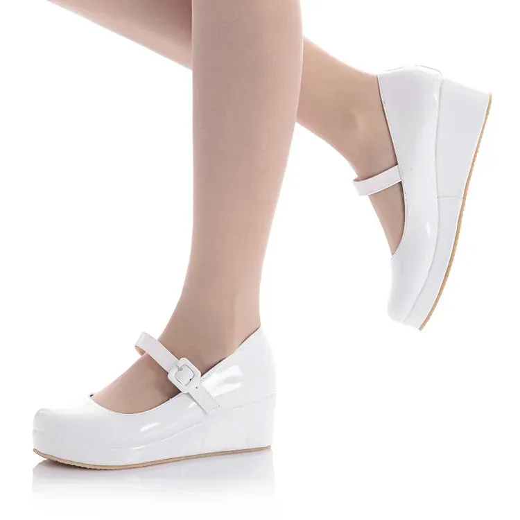 Sohiwoo Round Head Women Shoes Loli Cos Game Kawaii Girl Leather Shoes Anime Cosplay Sweet Lolita Shoes Thick Bottom