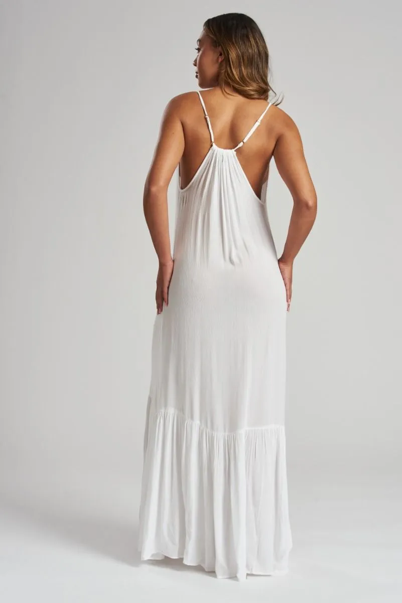 South Beach White Crinkle Cami Maxi Dress