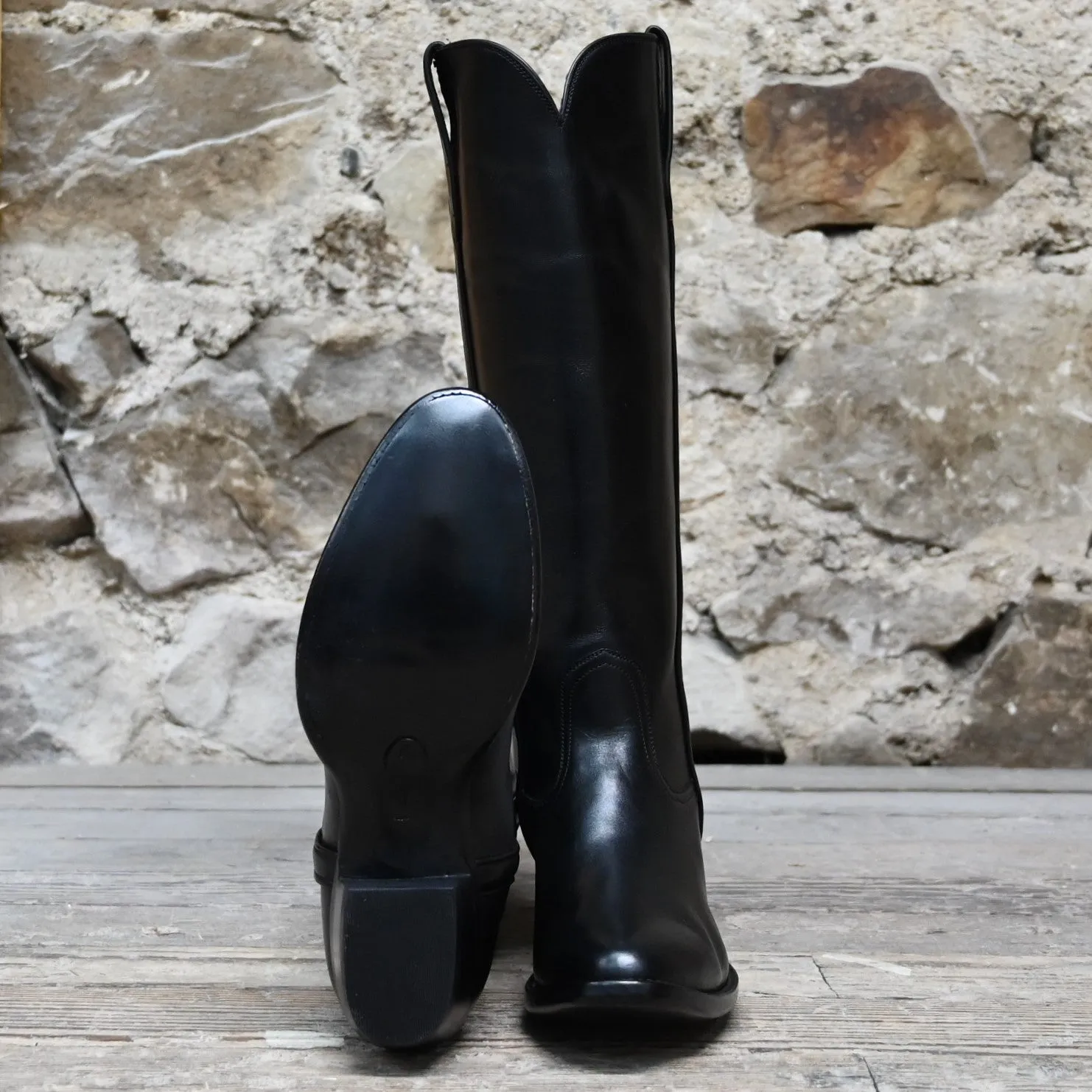 Stallion Ladie's 16" Black French Calf "Cavalier" w/covered piping