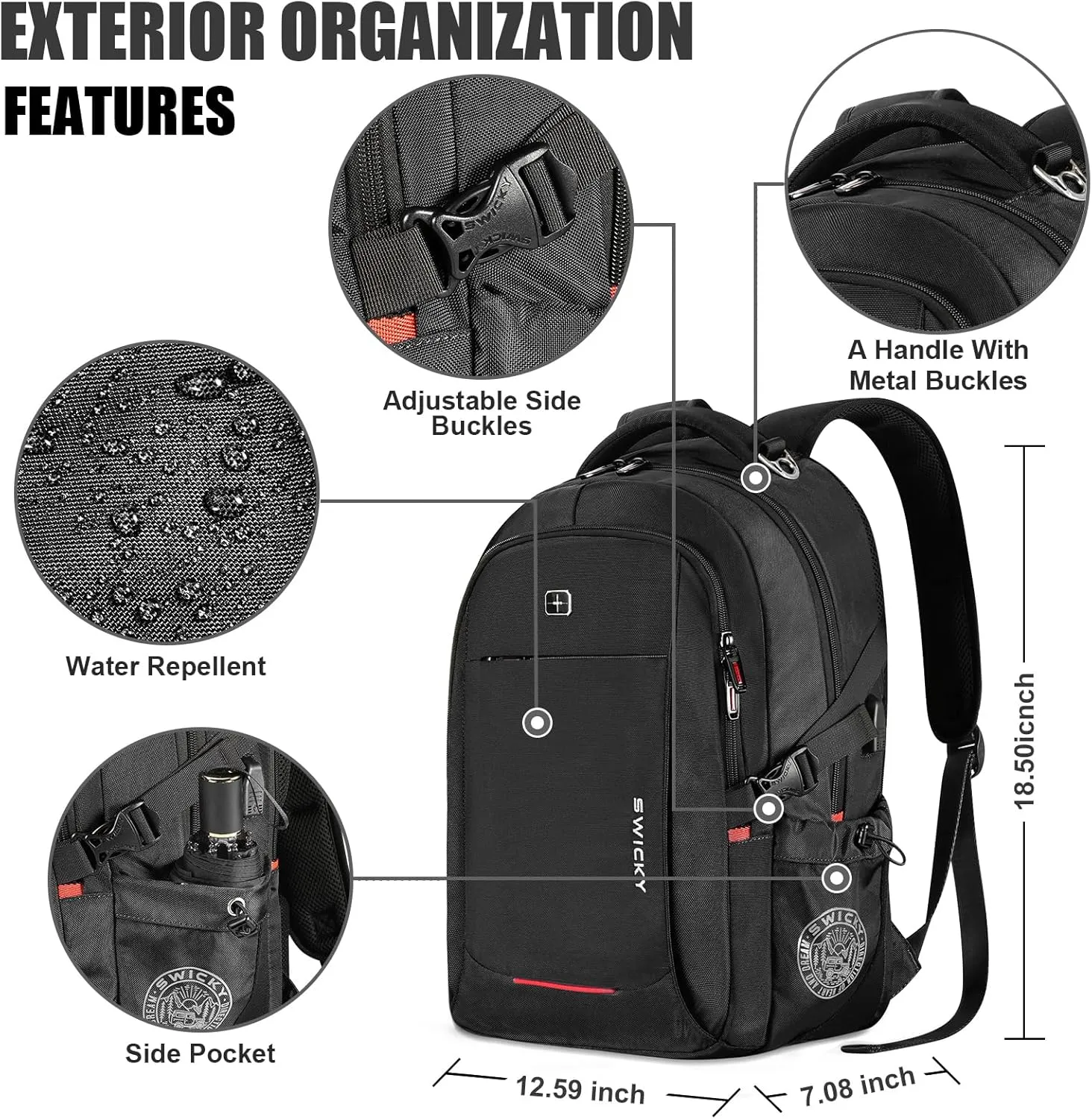 star cloud Travel Laptop Backpack - 15 Inch Business College Backpacks With USB Charging Port - Heavy Duty Water Repellent Anti Theft Computer Backpacks for Men/Women Black