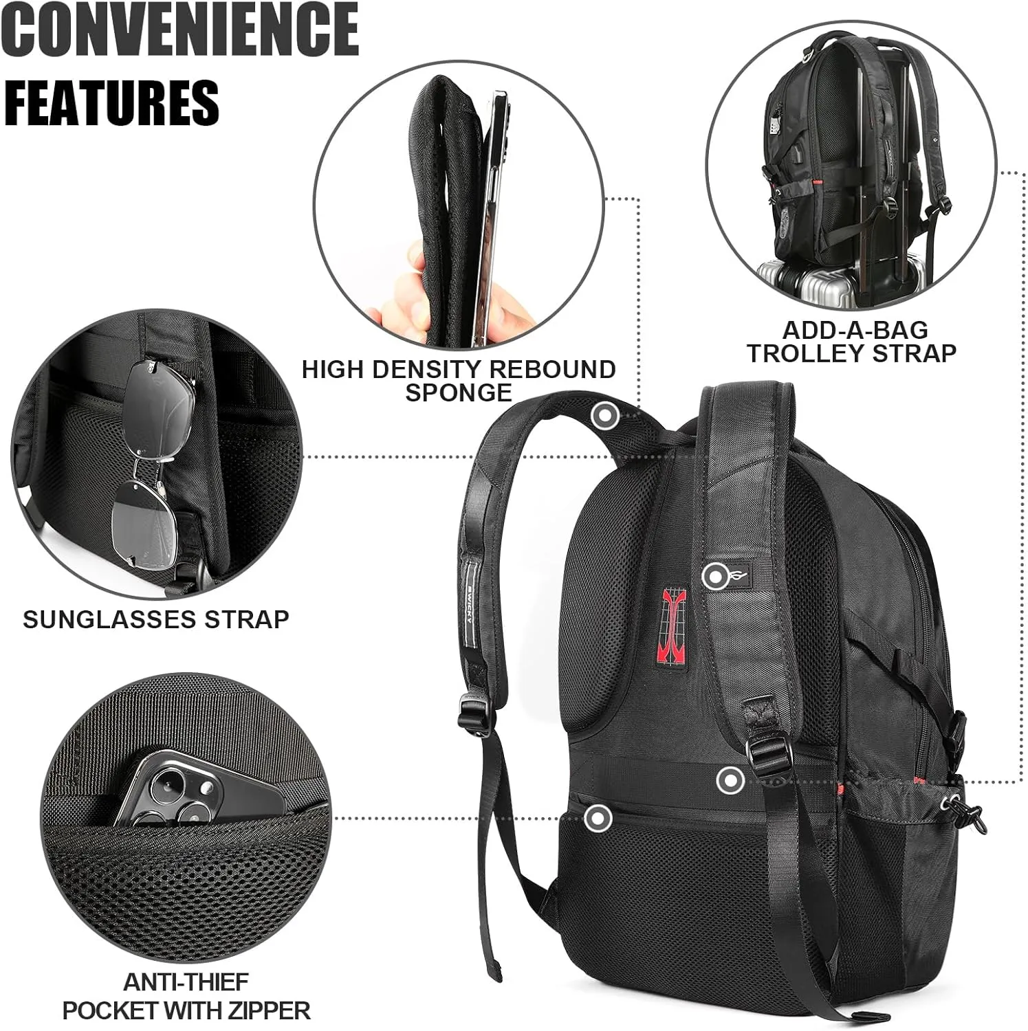 star cloud Travel Laptop Backpack - 15 Inch Business College Backpacks With USB Charging Port - Heavy Duty Water Repellent Anti Theft Computer Backpacks for Men/Women Black
