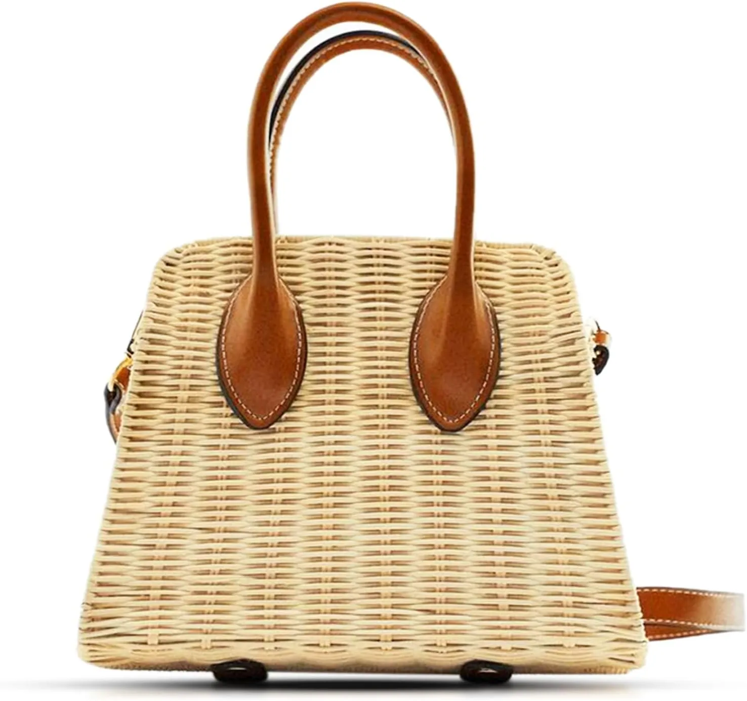 Straw Bag, Crossbody Bags for Women, Bohemian Handmade Woven Bag, Leathers Handle Handbag Hard Box Handbags, Parties, Vacation, Travel, Daily Matching