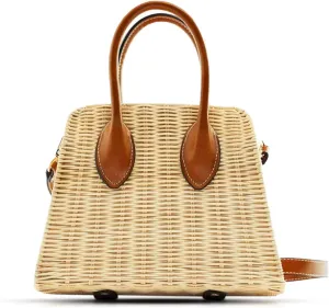 Straw Bag, Crossbody Bags for Women, Bohemian Handmade Woven Bag, Leathers Handle Handbag Hard Box Handbags, Parties, Vacation, Travel, Daily Matching