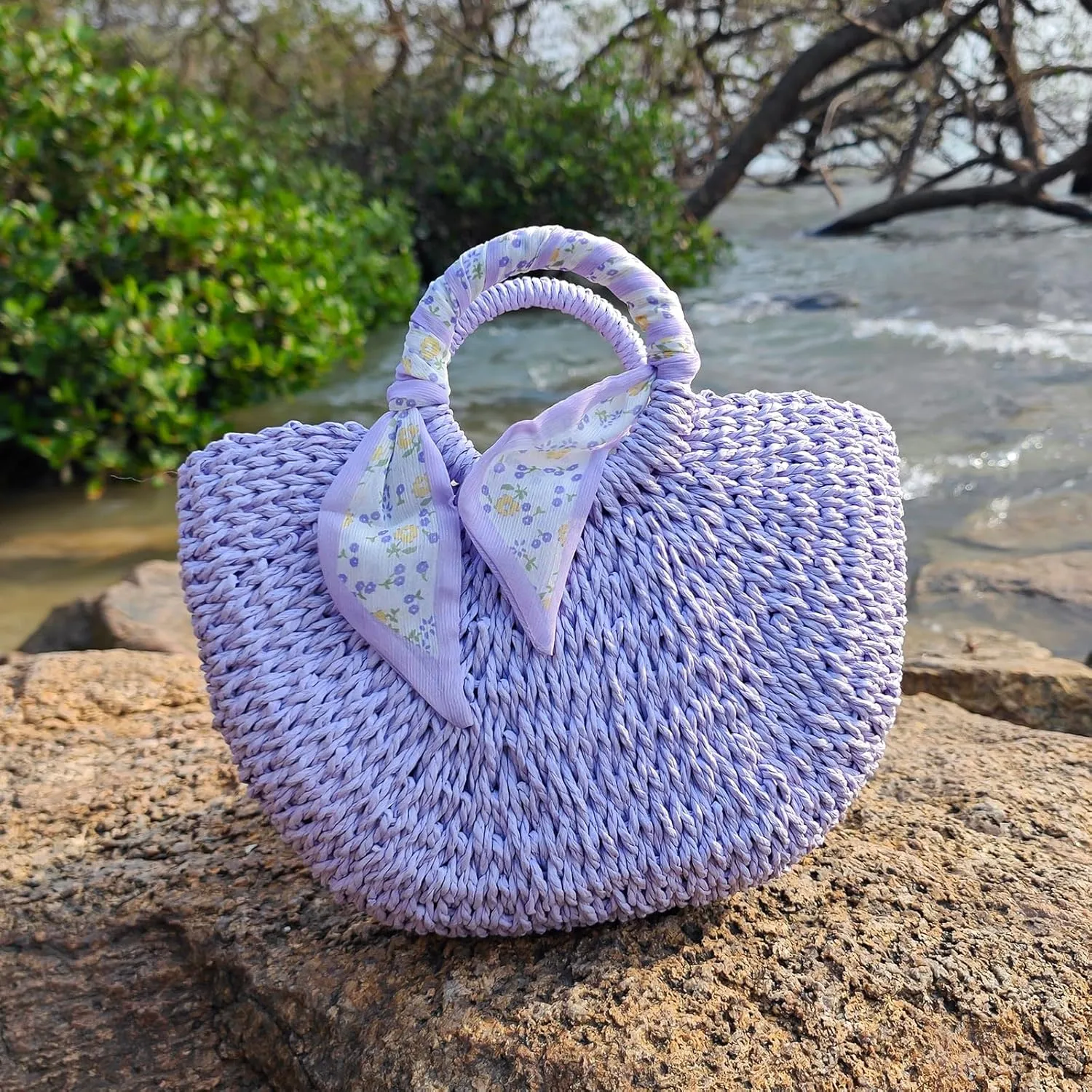 Straw bags for women 2025 Summer Rattan Bags Women Straw Hand-woven Top-handle Handbag Sea Rattan Tote Clutch